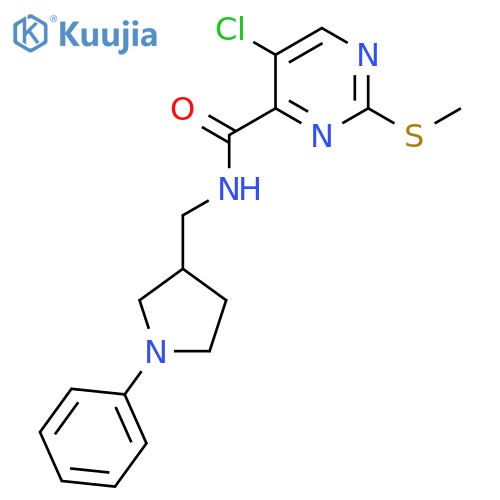 5-chloro-2-(methylsulfanyl)-N-[(1-phenylpyrrolidin-3-yl)methyl]pyrimidine-4-carboxamide structure