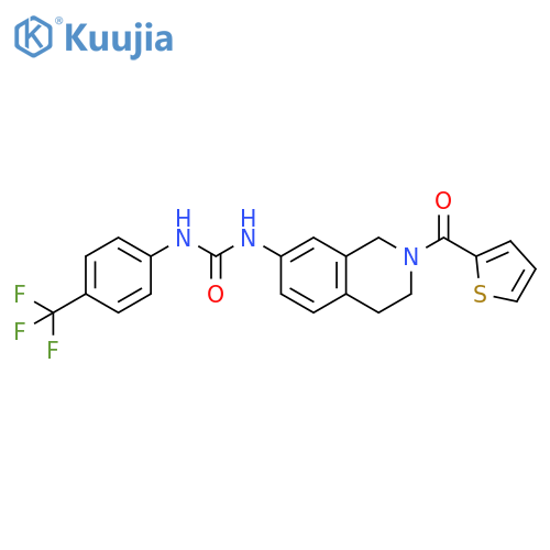 3-[2-(thiophene-2-carbonyl)-1,2,3,4-tetrahydroisoquinolin-7-yl]-1-[4-(trifluoromethyl)phenyl]urea structure