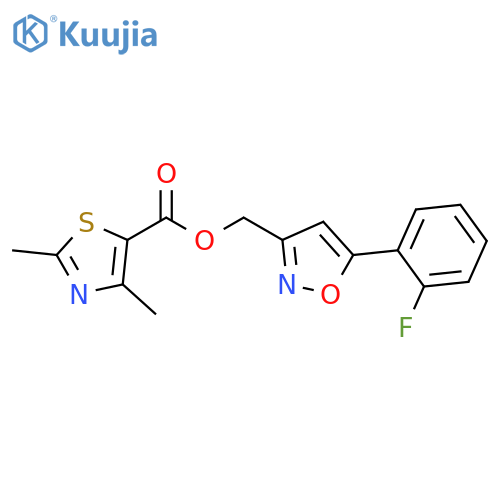 5-(2-fluorophenyl)-1,2-oxazol-3-ylmethyl 2,4-dimethyl-1,3-thiazole-5-carboxylate structure