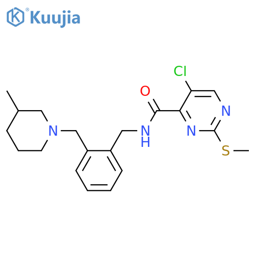 5-chloro-N-({2-[(3-methylpiperidin-1-yl)methyl]phenyl}methyl)-2-(methylsulfanyl)pyrimidine-4-carboxamide structure