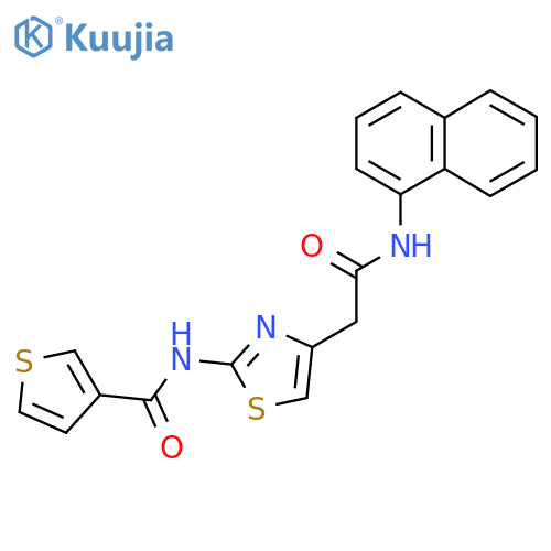 N-(4-{[(naphthalen-1-yl)carbamoyl]methyl}-1,3-thiazol-2-yl)thiophene-3-carboxamide structure