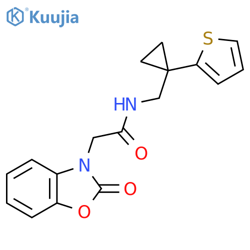2-(2-oxo-2,3-dihydro-1,3-benzoxazol-3-yl)-N-{1-(thiophen-2-yl)cyclopropylmethyl}acetamide structure
