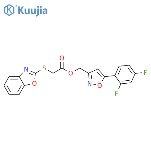 5-(2,4-difluorophenyl)-1,2-oxazol-3-ylmethyl 2-(1,3-benzoxazol-2-ylsulfanyl)acetate structure
