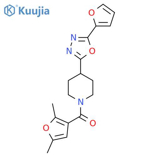 1-(2,5-dimethylfuran-3-carbonyl)-4-5-(furan-2-yl)-1,3,4-oxadiazol-2-ylpiperidine structure