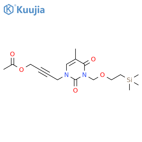 2,4(1H,3H)-Pyrimidinedione, 1-[4-(acetyloxy)-2-butyn-1-yl]-5-methyl-3-[[2-(trimethylsilyl)ethoxy]methyl]- structure