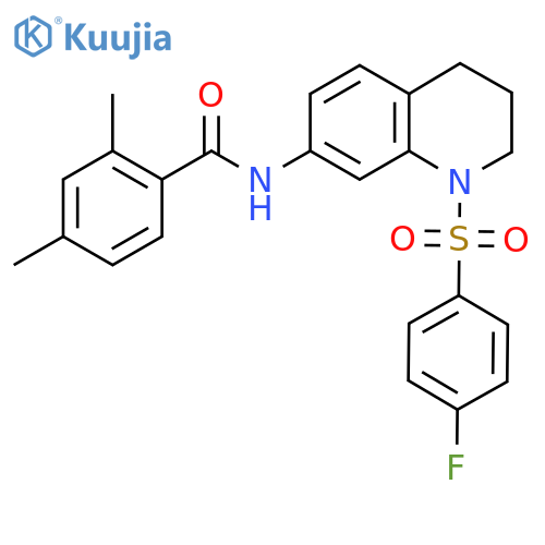 N-1-(4-fluorobenzenesulfonyl)-1,2,3,4-tetrahydroquinolin-7-yl-2,4-dimethylbenzamide structure