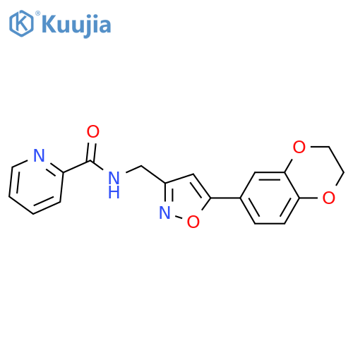 N-{5-(2,3-dihydro-1,4-benzodioxin-6-yl)-1,2-oxazol-3-ylmethyl}pyridine-2-carboxamide structure