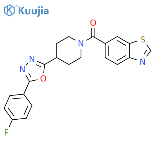 6-{4-5-(4-fluorophenyl)-1,3,4-oxadiazol-2-ylpiperidine-1-carbonyl}-1,3-benzothiazole structure