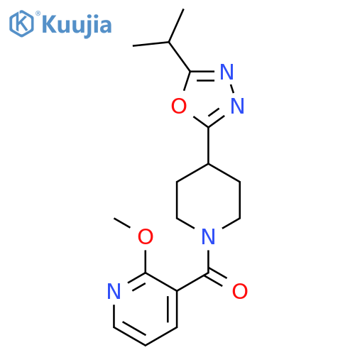 2-methoxy-3-{4-5-(propan-2-yl)-1,3,4-oxadiazol-2-ylpiperidine-1-carbonyl}pyridine structure
