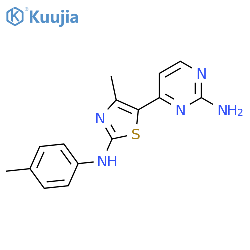 N-[5-(2-amino-4-pyrimidinyl)-4-methyl-1,3-thiazol-2-yl]-N-(4-methylphenyl)amine structure