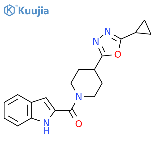 2-4-(5-cyclopropyl-1,3,4-oxadiazol-2-yl)piperidine-1-carbonyl-1H-indole structure