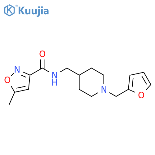 N-({1-(furan-2-yl)methylpiperidin-4-yl}methyl)-5-methyl-1,2-oxazole-3-carboxamide structure