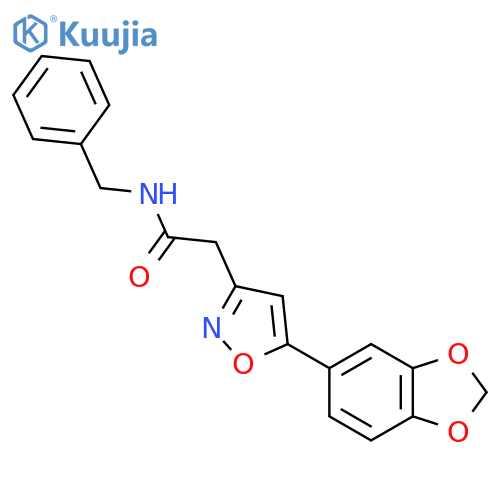 2-5-(2H-1,3-benzodioxol-5-yl)-1,2-oxazol-3-yl-N-benzylacetamide structure