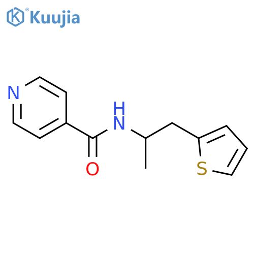 N-1-(thiophen-2-yl)propan-2-ylpyridine-4-carboxamide structure