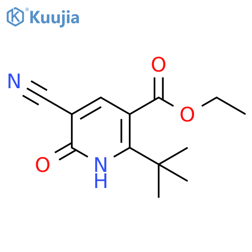 3-Pyridinecarboxylic acid, 5-cyano-2-(1,1-dimethylethyl)-1,6-dihydro-6-oxo-, ethyl ester structure