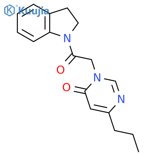 3-[2-(2,3-dihydro-1H-indol-1-yl)-2-oxoethyl]-6-propyl-3,4-dihydropyrimidin-4-one structure