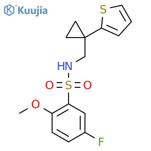 5-fluoro-2-methoxy-N-{[1-(thiophen-2-yl)cyclopropyl]methyl}benzene-1-sulfonamide structure