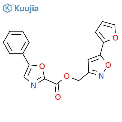 [5-(furan-2-yl)-1,2-oxazol-3-yl]methyl 5-phenyl-1,3-oxazole-2-carboxylate structure