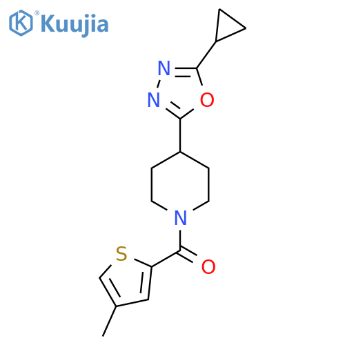 4-(5-cyclopropyl-1,3,4-oxadiazol-2-yl)-1-(4-methylthiophene-2-carbonyl)piperidine structure
