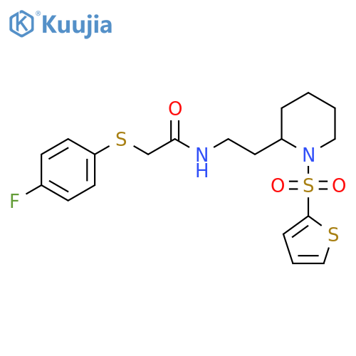 2-[(4-fluorophenyl)sulfanyl]-N-{2-[1-(thiophene-2-sulfonyl)piperidin-2-yl]ethyl}acetamide structure