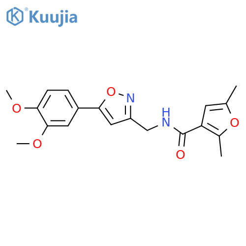 N-{5-(3,4-dimethoxyphenyl)-1,2-oxazol-3-ylmethyl}-2,5-dimethylfuran-3-carboxamide structure