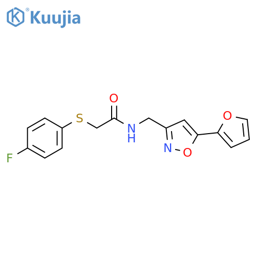 2-[(4-fluorophenyl)sulfanyl]-N-{[5-(furan-2-yl)-1,2-oxazol-3-yl]methyl}acetamide structure