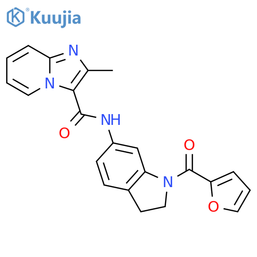 N-1-(furan-2-carbonyl)-2,3-dihydro-1H-indol-6-yl-2-methylimidazo1,2-apyridine-3-carboxamide structure