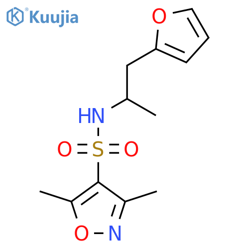 N-1-(furan-2-yl)propan-2-yl-3,5-dimethyl-1,2-oxazole-4-sulfonamide structure