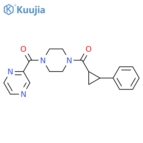 2-[4-(2-phenylcyclopropanecarbonyl)piperazine-1-carbonyl]pyrazine structure