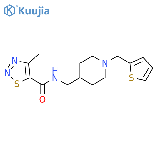 4-methyl-N-({1-(thiophen-2-yl)methylpiperidin-4-yl}methyl)-1,2,3-thiadiazole-5-carboxamide structure
