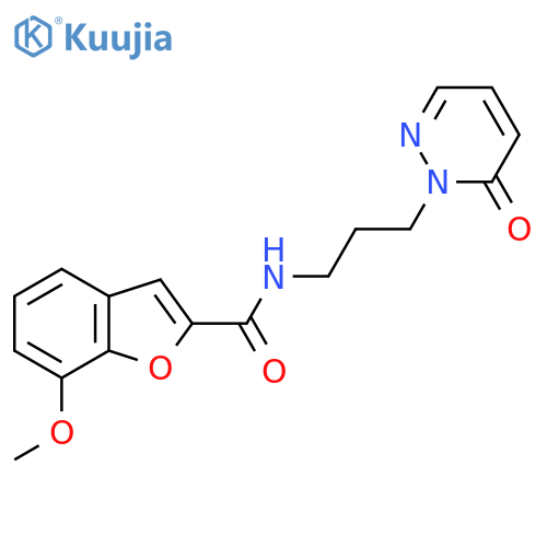 7-methoxy-N-3-(6-oxo-1,6-dihydropyridazin-1-yl)propyl-1-benzofuran-2-carboxamide structure