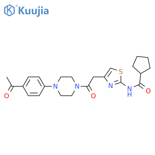 N-(4-{2-4-(4-acetylphenyl)piperazin-1-yl-2-oxoethyl}-1,3-thiazol-2-yl)cyclopentanecarboxamide structure