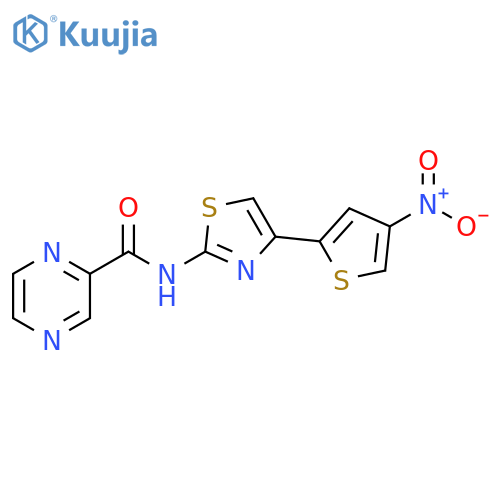 N-4-(4-nitrothiophen-2-yl)-1,3-thiazol-2-ylpyrazine-2-carboxamide structure