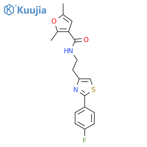 N-{2-[2-(4-fluorophenyl)-1,3-thiazol-4-yl]ethyl}-2,5-dimethylfuran-3-carboxamide structure