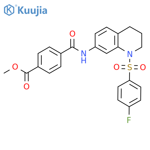 methyl 4-{1-(4-fluorobenzenesulfonyl)-1,2,3,4-tetrahydroquinolin-7-ylcarbamoyl}benzoate structure