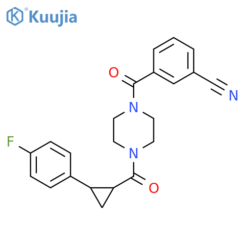 3-{4-2-(4-fluorophenyl)cyclopropanecarbonylpiperazine-1-carbonyl}benzonitrile structure