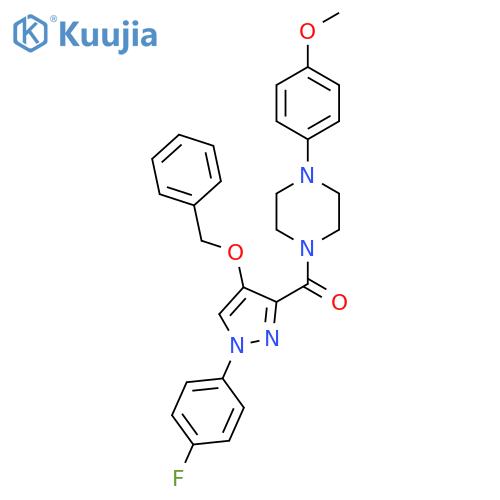 1-[4-(benzyloxy)-1-(4-fluorophenyl)-1H-pyrazole-3-carbonyl]-4-(4-methoxyphenyl)piperazine structure