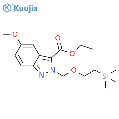 2H-Indazole-3-carboxylic acid, 5-methoxy-2-[[2-(trimethylsilyl)ethoxy]methyl]-, ethyl ester structure
