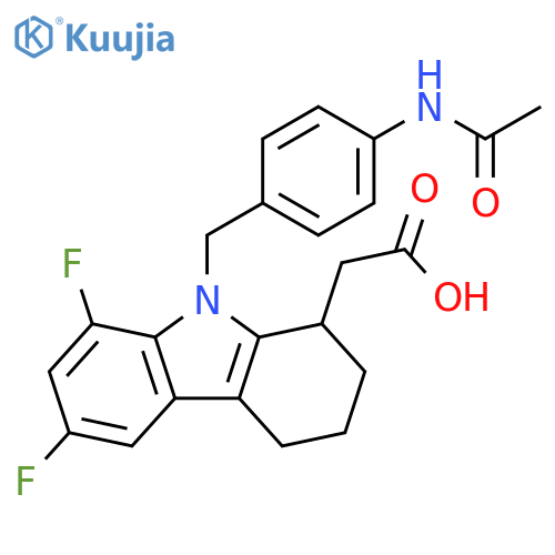 1H-Carbazole-1-acetic acid,9-[[4-(acetylamino)phenyl]methyl]-6,8-difluoro-2,3,4,9-tetrahydro- structure