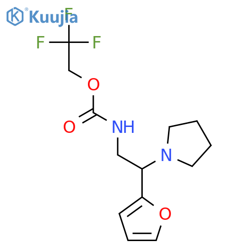 2,2,2-trifluoroethyl N-[2-(furan-2-yl)-2-(pyrrolidin-1-yl)ethyl]carbamate structure