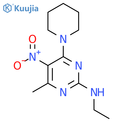 N-ethyl-4-methyl-5-nitro-6-(piperidin-1-yl)pyrimidin-2-amine structure