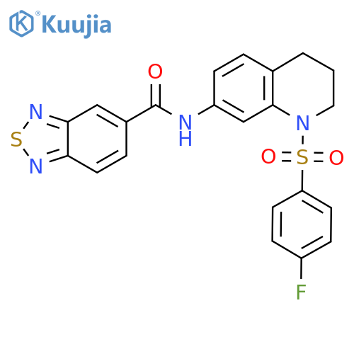 N-1-(4-fluorobenzenesulfonyl)-1,2,3,4-tetrahydroquinolin-7-yl-2,1,3-benzothiadiazole-5-carboxamide structure