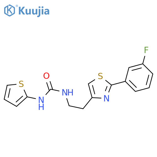 3-{2-[2-(3-fluorophenyl)-1,3-thiazol-4-yl]ethyl}-1-(thiophen-2-yl)urea structure
