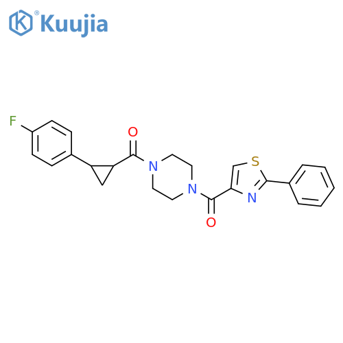 1-2-(4-fluorophenyl)cyclopropanecarbonyl-4-(2-phenyl-1,3-thiazole-4-carbonyl)piperazine structure