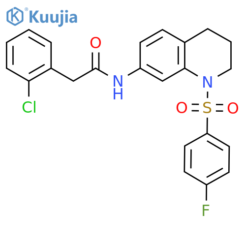 2-(2-chlorophenyl)-N-1-(4-fluorobenzenesulfonyl)-1,2,3,4-tetrahydroquinolin-7-ylacetamide structure