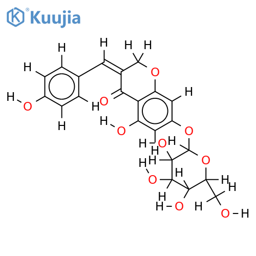 (E)-7-O-beta-D-glucopyranoside-5-hydroxy-3-(4'-hydroxybenzylidene)chroman-4-one structure