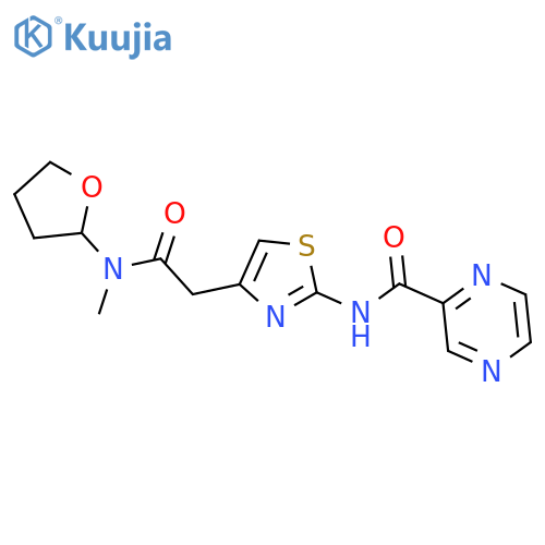 N-4-({(oxolan-2-yl)methylcarbamoyl}methyl)-1,3-thiazol-2-ylpyrazine-2-carboxamide structure