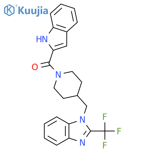 1-{1-(1H-indole-2-carbonyl)piperidin-4-ylmethyl}-2-(trifluoromethyl)-1H-1,3-benzodiazole structure