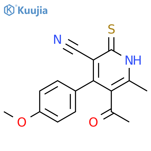 3-Pyridinecarbonitrile,5-acetyl-1,2-dihydro-4-(4-methoxyphenyl)-6-methyl-2-thioxo- structure