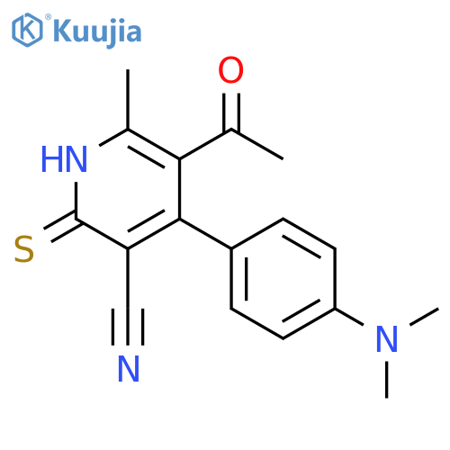 3-Pyridinecarbonitrile,5-acetyl-4-[4-(dimethylamino)phenyl]-1,2-dihydro-6-methyl-2-thioxo- structure